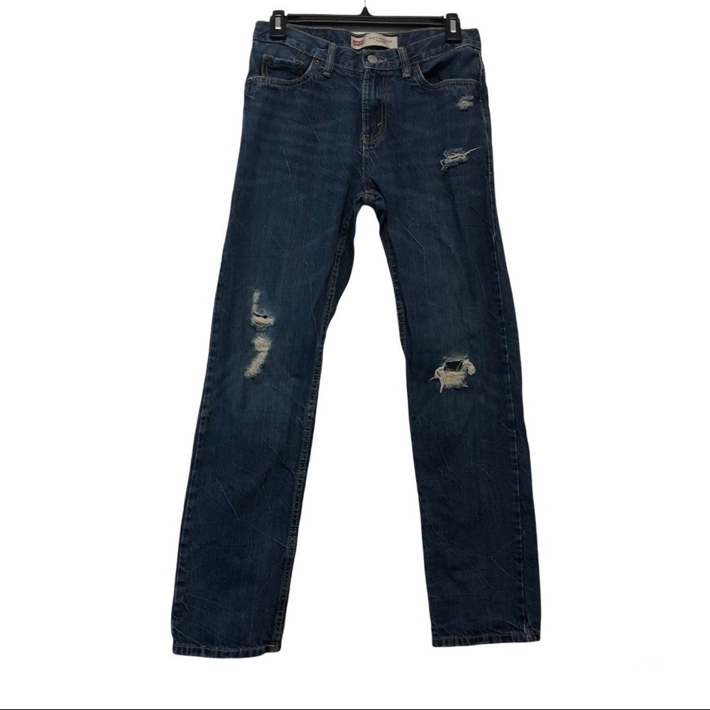 Levi’s 502 Regular Tapor Distressed Dark Wash Jeans